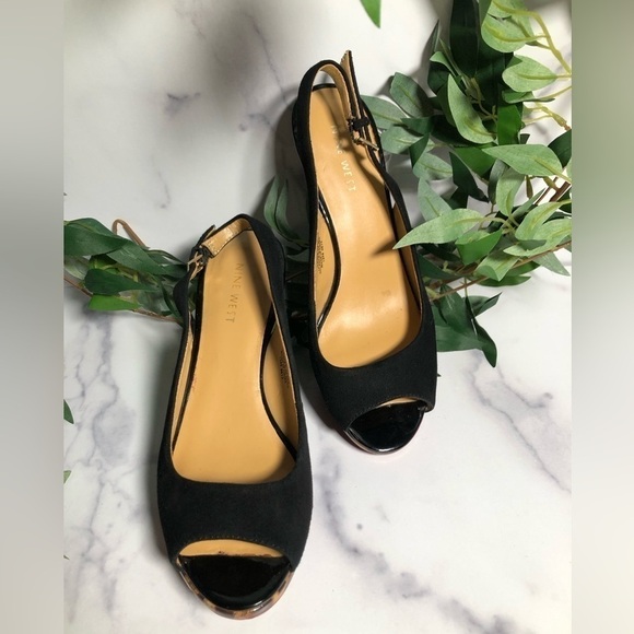 Nine West Sharina Leopard Bottom Slingback Shoes, Size 7M - Picture 1 of 10